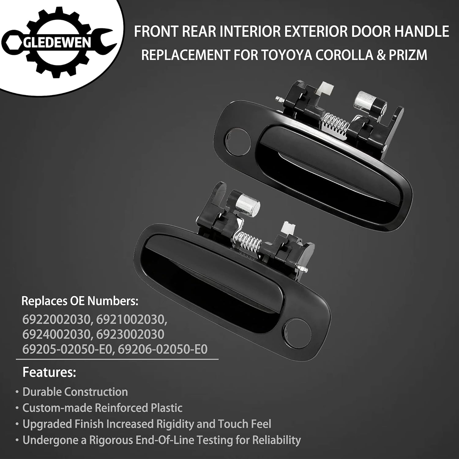 Door Handle Set, Compatible With 1998-2002 Toyota Corolla Chevy Prizm, Interior & Exterior Front & Rear Left Driver & Right Passenger Side, Pack of 8| Replaces# 6922002030 6920602050 77563 80424 77567