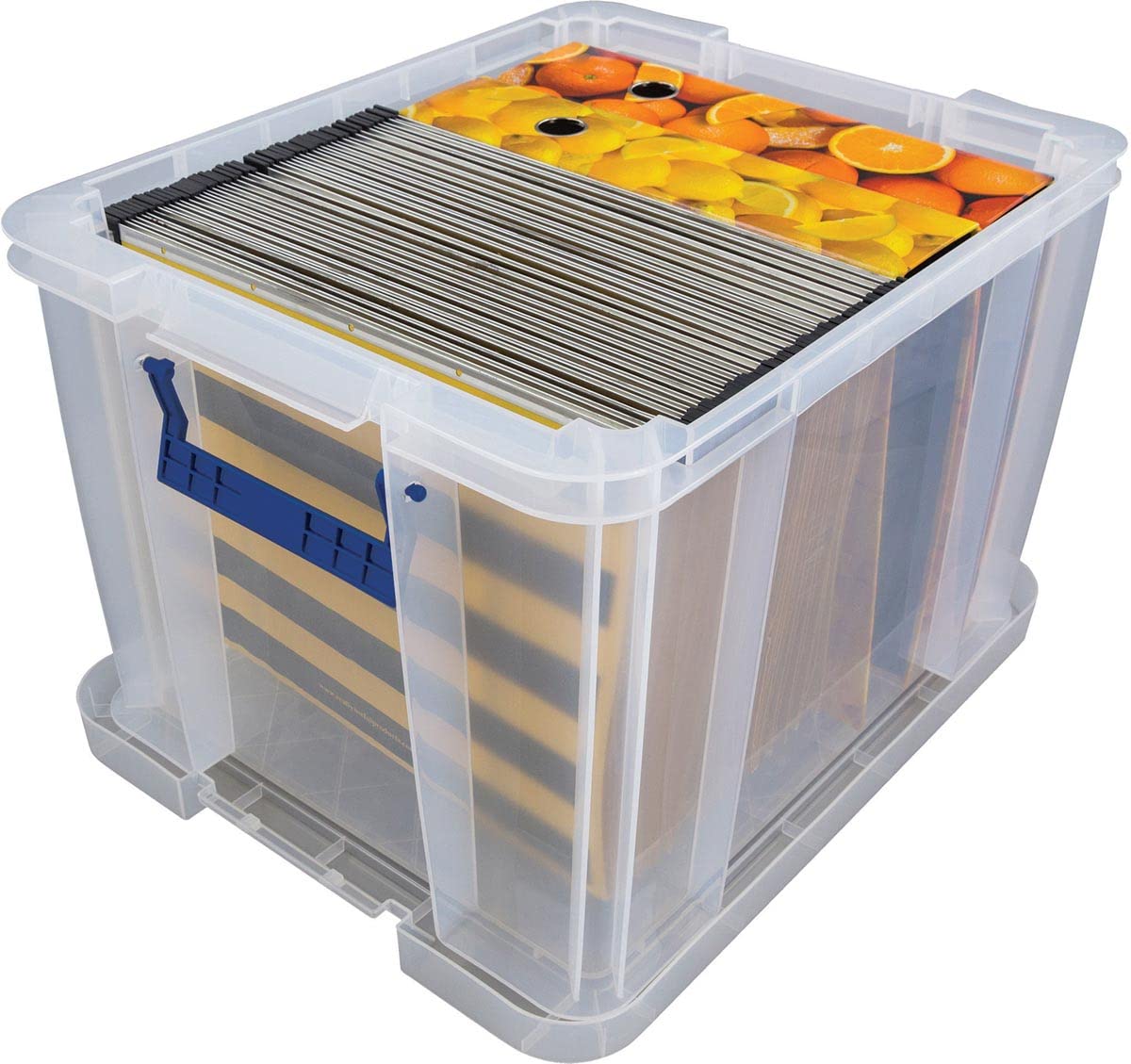 3 Bankers Box ProStore Aufbewahrungsbox aus Kunststoff mit Deckel, 36 l, superstarke stapelbare Kunststoff-Aufbewahrungsboxen (31,5 x 47,5 x 38 cm), transparent