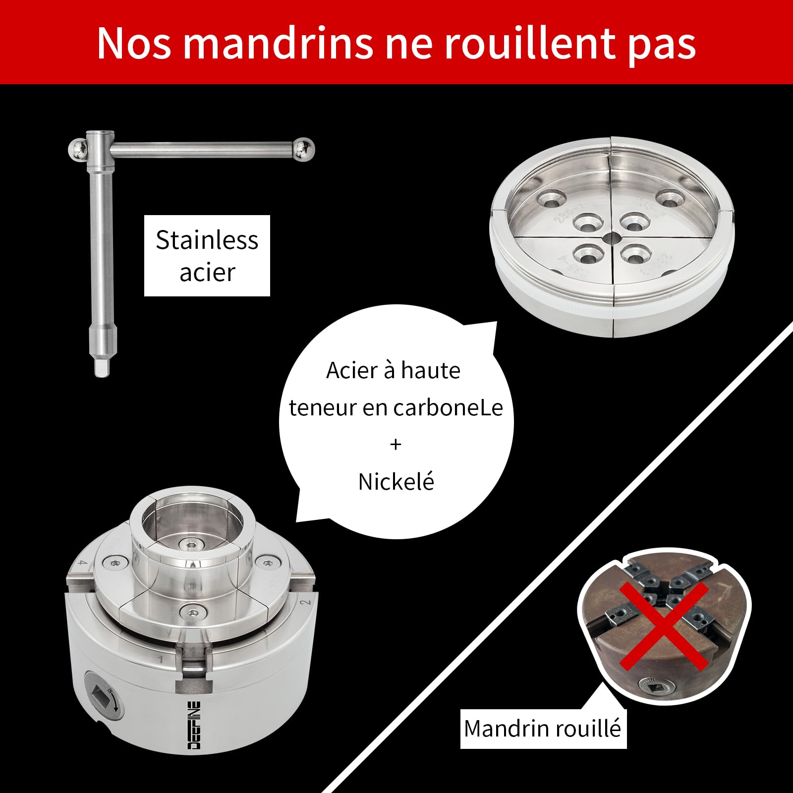 Mandrin de tour à bois,100mm 4 Mâchoires mandrin de tour centrage automatique M33 Avec adaptateur M18(2)