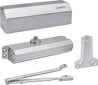 Sophia Door Closer Commercial Heavy Duty DK4000 Automatic Door Closer Adjustable Size 1-6, Grade 1 Auto Hydraulic Door Hinge Closer for Medium Traffic Areas - ADA Compliant & UL Listed, Silver
