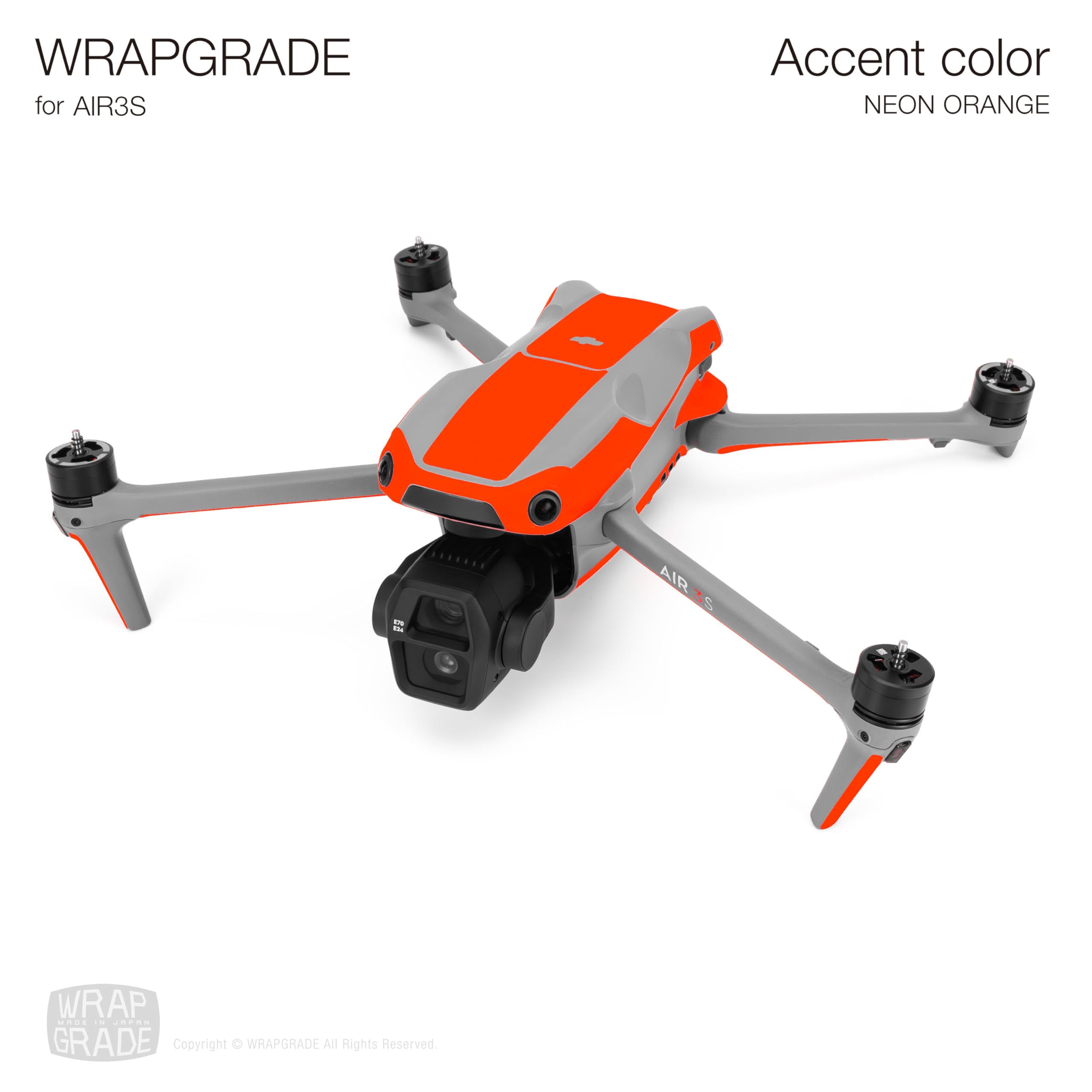 WRAPGRADE Skin Decal Sticker Accent Color Compatible with DJI Air 3S (Neon Orange)
