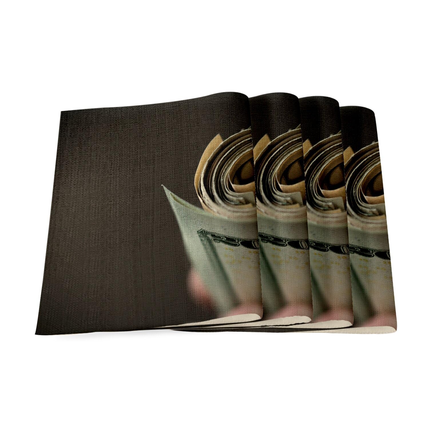Sets de table en lin liasse de billets 20 $ rectangulaire lavable pour cuisine moderne
