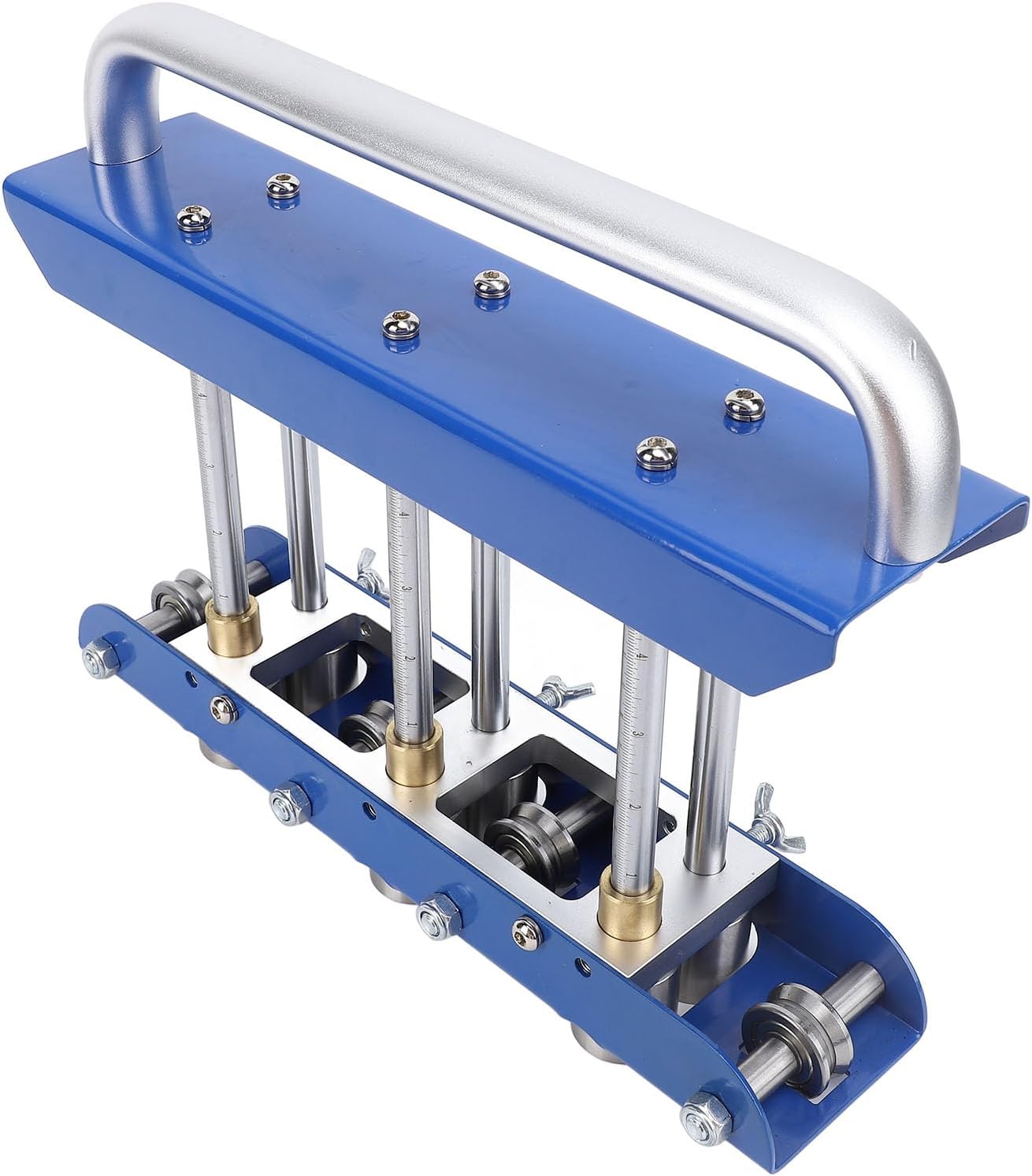 Three Station Edge Roller for Bending Metal Roofing, Sheet Metal Edge Roller Bender with V - Shaped Rollers for 29 to 22 Gauge Steel, Aluminum, Copper, 0-90 Degree (Blue)