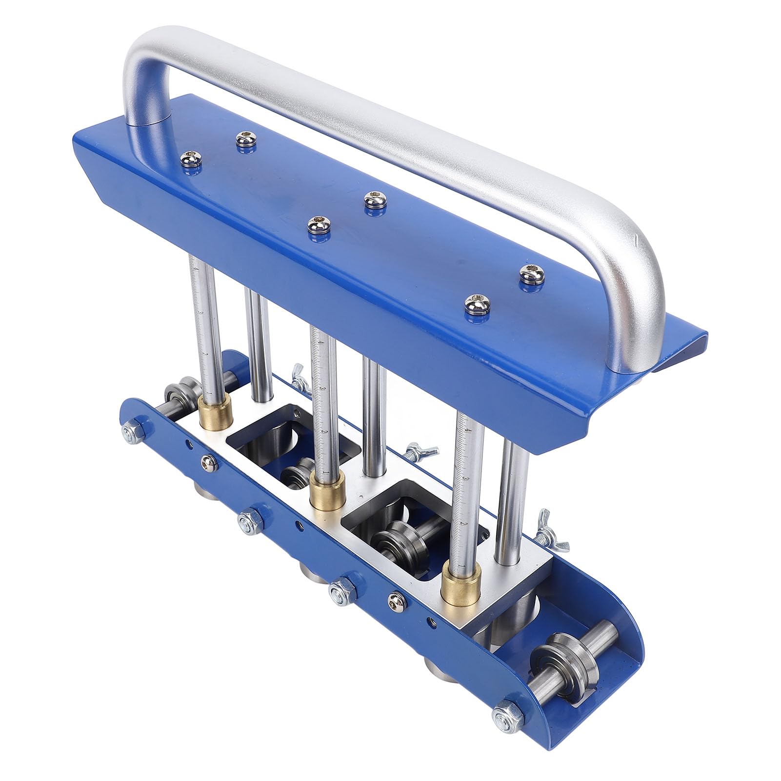 Rodillo de borde de tres estaciones para doblar materiales metálicos para techos Dobladora de rodillo de borde de chapa de ángulo de doblado de 0 a 90 grados para acero de calibre (Azul)
