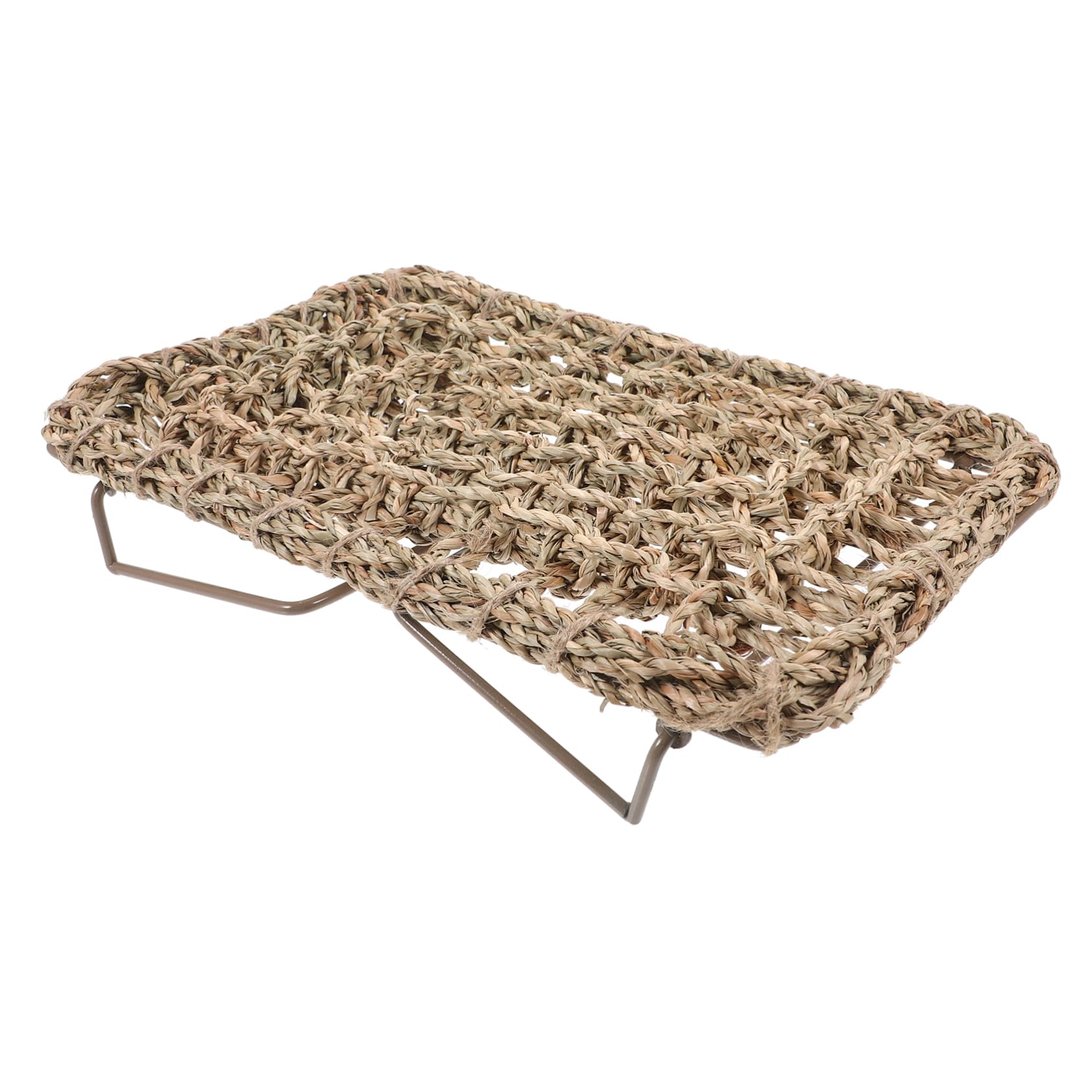 Angoily Reptilienbed Lizard Lounger Mit Stabilem Eisenrahmen Gewebte Strohmatte Schlafplatz Für Eidechsen Und Bartagamen Vielseitiges Haustierzubehör