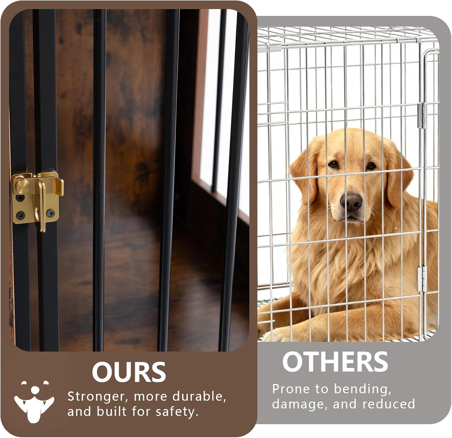 Easy to Assemble Dog Crate Furniture, 37.4 Inch No Tools Required Kennel for Large Dogs, Black End Table Style Pet House