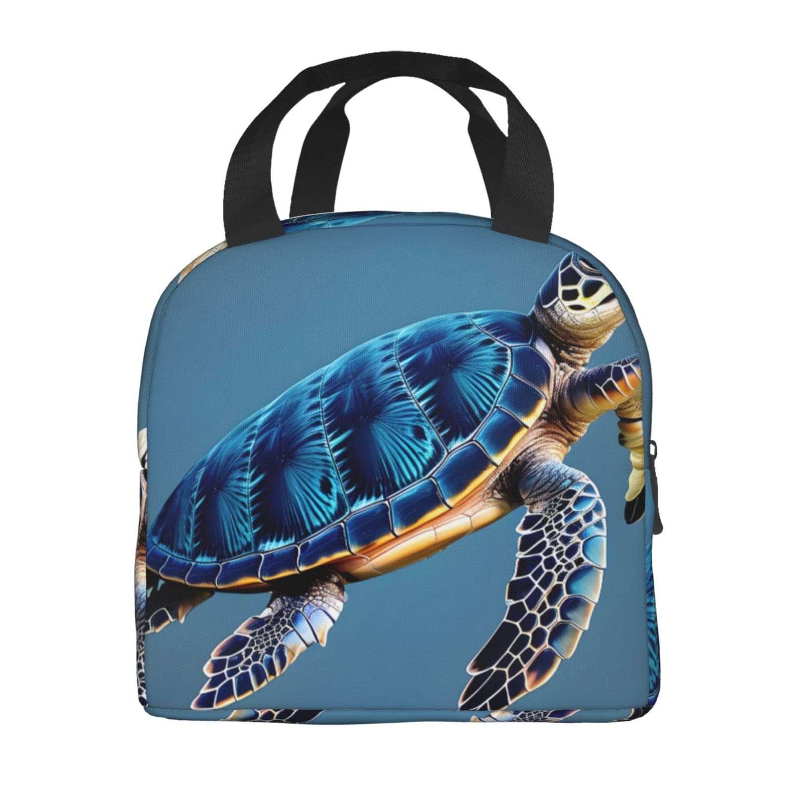 ELMAIN Tartaruga e pesci e case Borsa per il pranzo per donne uomini riutilizzabile isolato pranzo Tote Bag Cooler Sack Food Borse Case