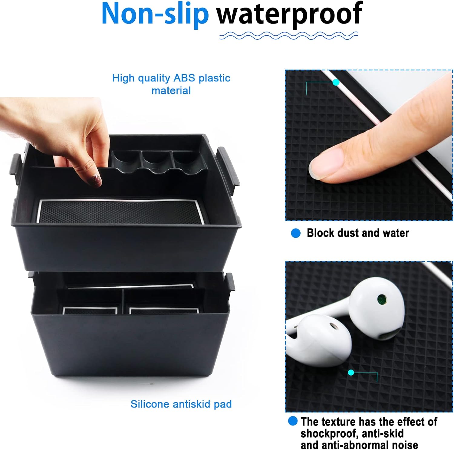 SHAOHAO for 2024 2025 Ford Maverick Center Console Organizer, Fit for 2022 2023 2024 2025 Ford Maverick Accessories XL, XLT, Lariat 2022-2025 Maverick Pickup Truck Storage Box Insert Tray 2PCS