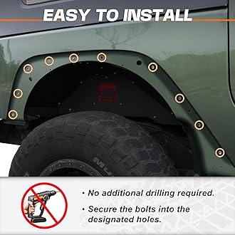 Front and Rear Fender Flares w/LED Compatible with 2007-2018 Jeep Wrangler JK 2Doors,Turn Signal Lights Solid Steel Mud Fenders,Heavy-Duty Off-Road Wheel Fenders,4PCS Black