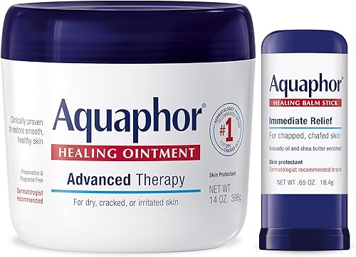 Aquaphor Advanced Therapy Healing Ointment Skin Protectant (14 Oz) + Healing Balm Stick with Avocado Oil and Shea Butter (0.65 Oz)