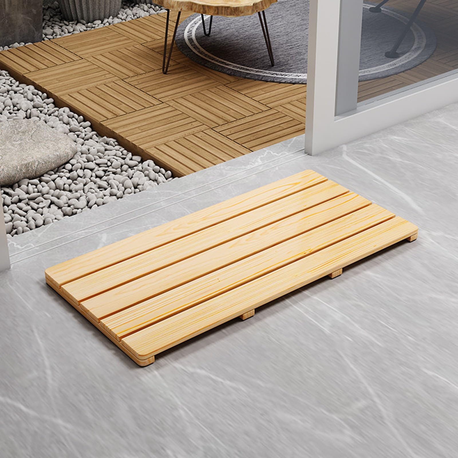 Pedana Doccia Legno 50x50 50x60 60x60 65x65 80x80, Tappetino Vasca Antiscivolo per Piatto Doccia - Dimensioni e Forma Personalizzate per Anziani Spa(Natural,30 x 30 cm)