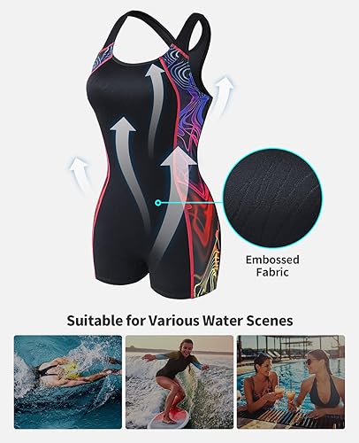 Vista 3 de beautyin Trajes de baño de una pieza para mujer, trajes de baño atléticos Boyleg para entrenamiento conservador