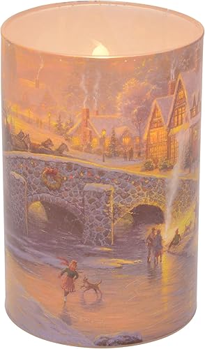 Miniatura 2 de Mark Feldstein & Associates Thomas Kinkade Spirit of Christmas - Vela LED sin llama, de cristal, 4 x 6 pulgadas