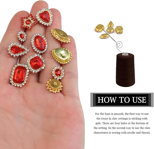 Miniatura 9 de 50 diamantes de imitación para coser, formas mixtas, diamantes de imitación de cristal rosa claro, gemas de cristal, parte trasera plana mental con