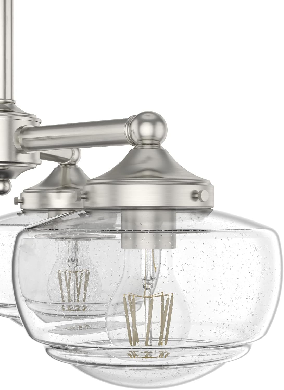 Hunter - Saddle Creek 3-light Brushed Nickel, Medium Size Chandelier, Dimmable, Schoolhouse Style, Candle Shaped, for Bedrooms, Kitchens, Dining, Living Rooms - 19356
