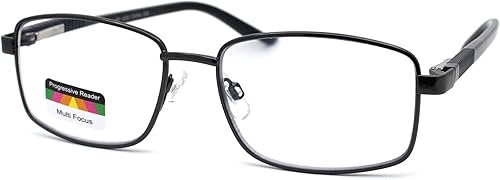 Miniatura 4 de Gafas de lectura progresiva para hombre clásicas de metal rectangular con bisagras de resorte 3 focales
