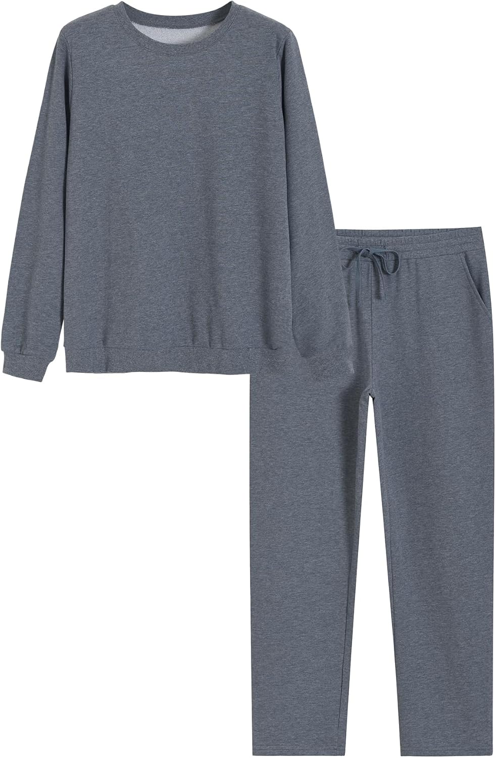 Weintee Women's Cotton Sweatsuits 2 Piece Set Sweatpants and Sweatshirt Straight Leg Jogging Suits