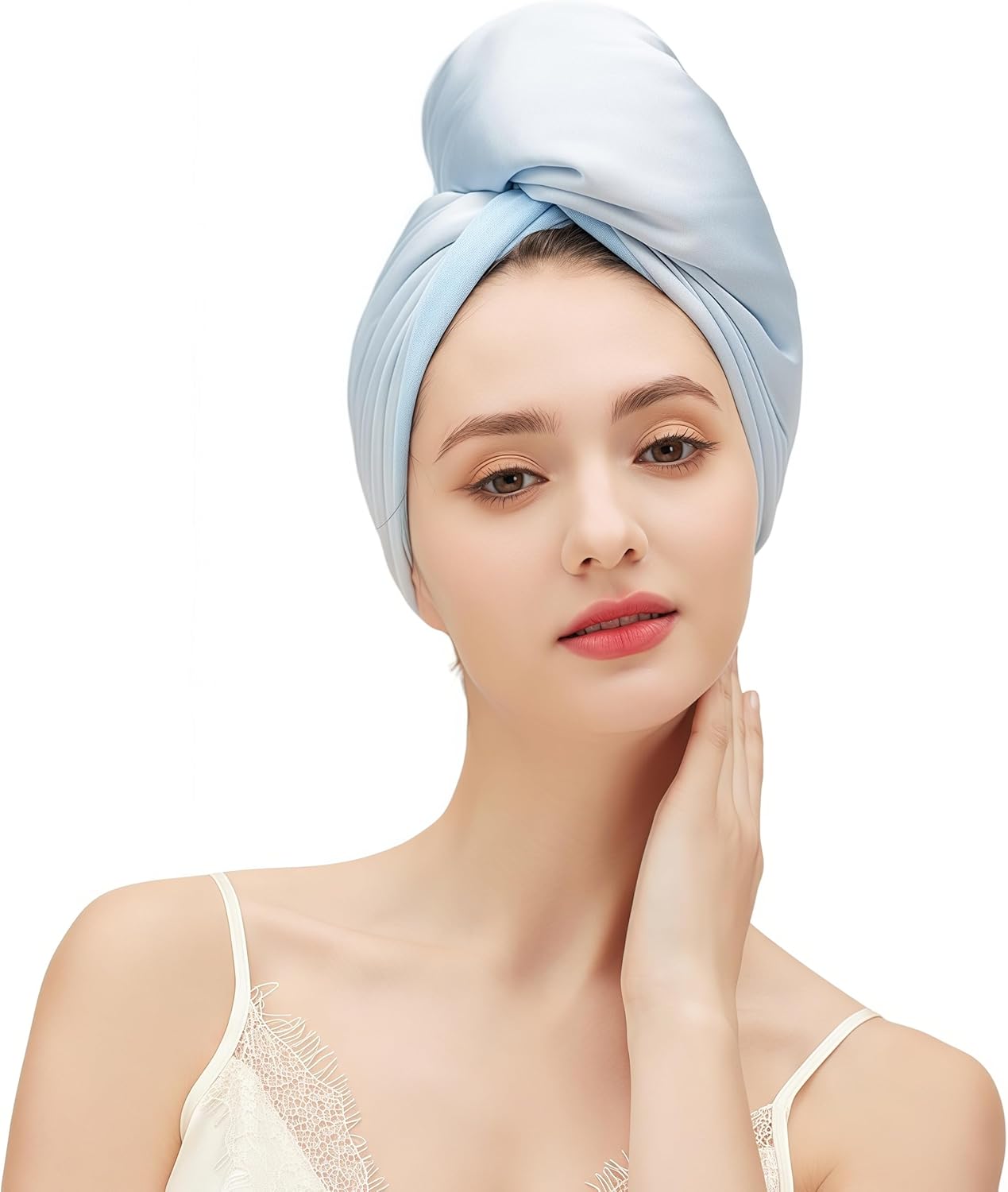 Silk Hair Towel Wrap for Women, Microfiber Fast Absorbent Hair Drying Towel for Bath, Shower (Gold)
