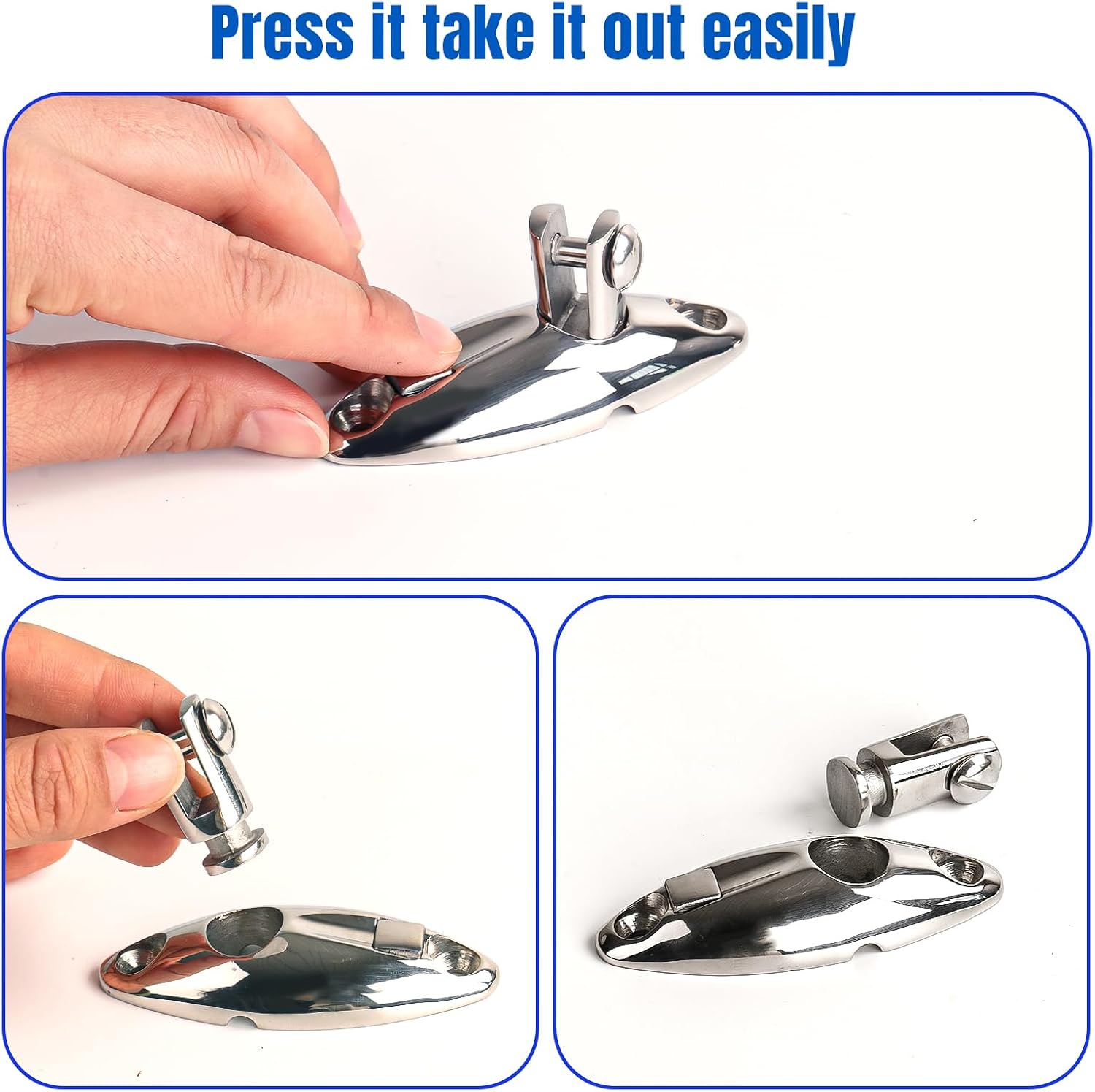 Boat Bimini Top Swivel Hinge - 316 Stainless Steel Deck Side Mount Quick Release Hinge, 360 Degree Rotation Marine Hardware Accessories（2 Pack）