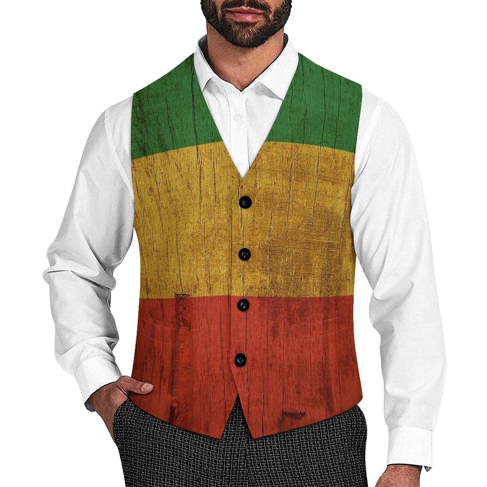 The Reggae Rasta Flag Fashion - Gilet da uomo | Personalità vestito gilet per festa di nozze formale