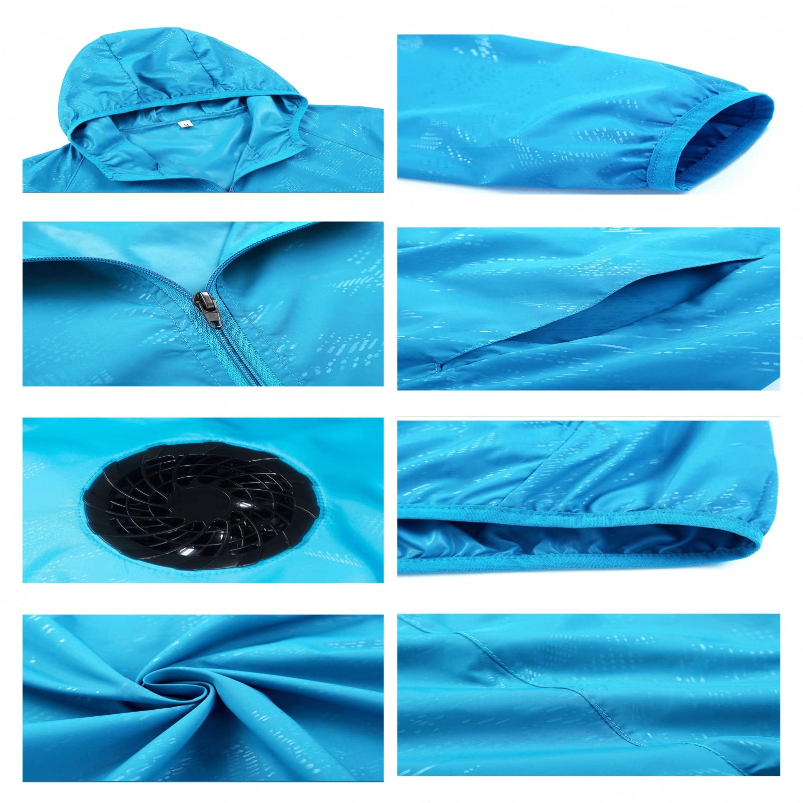 Ropa de Trabajo de Aire acondicionadohombres de Verano,Chaqueta de protección Solar de Ventilador de refrigeración con Carga USB Exteriores-Banco de energía no Incluido