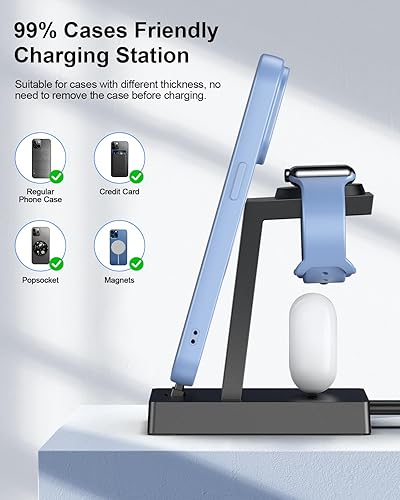 Miniatura 4 de Estación de carga para múltiples dispositivos soporte de carga inalámbrico ADADPU 3 en 1 para Apple Watch Series 8765432SE Base de carga de teléfono