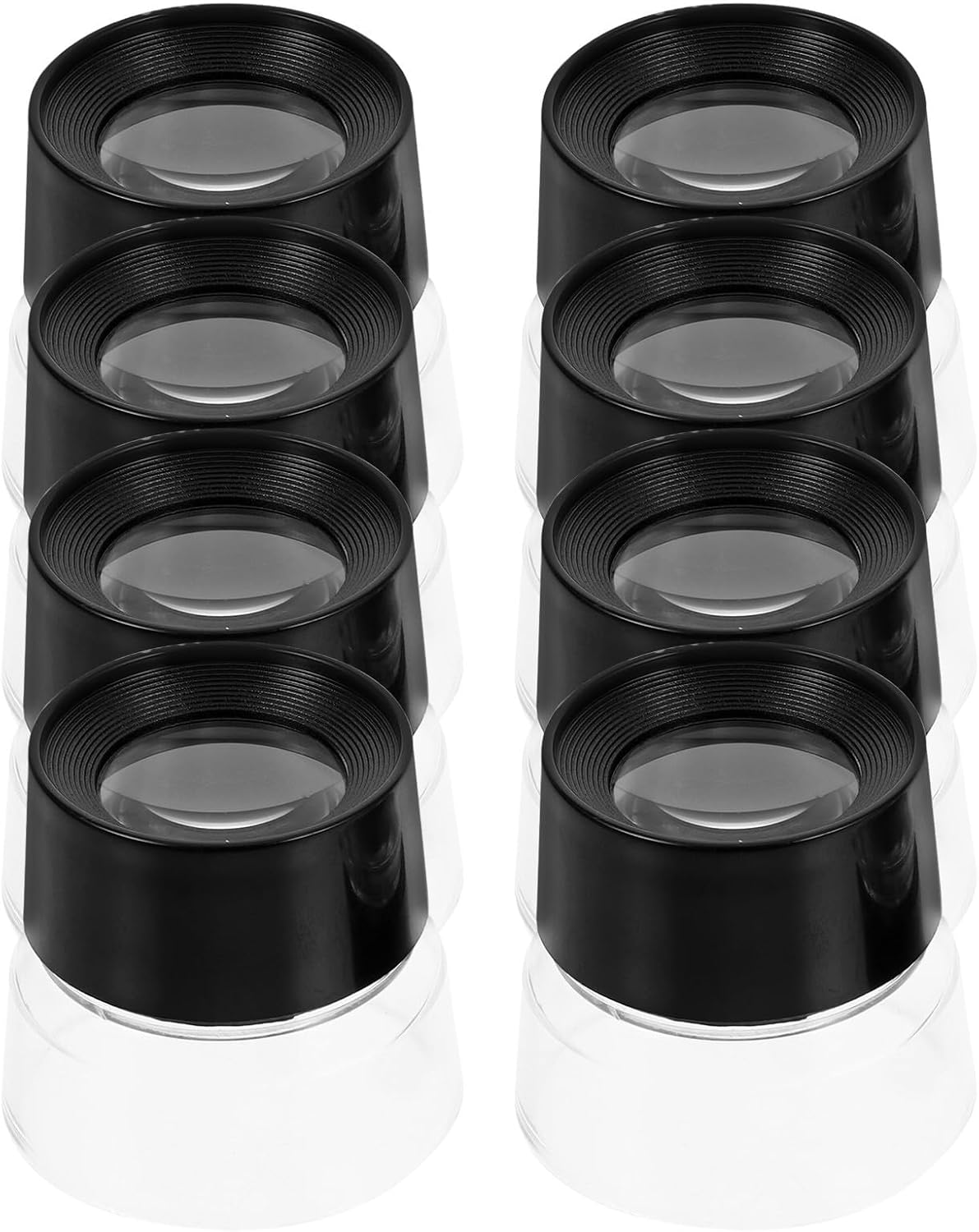 8pcs Cylindrical Jewelry Magnifier 10x Pocket Sized Black