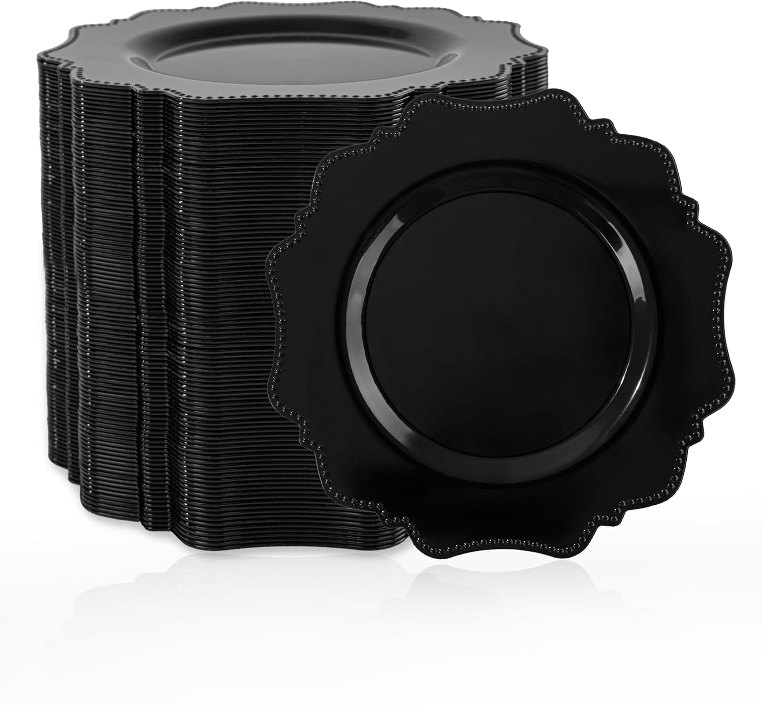 COLOSUS 60pcs Black Plastic Dessert Plates - 7.5 Inch- Heavy Duty Disposable Plastic Appetizer/Salad/Cake Plates for Party Wedding Birthday and Everyday Use