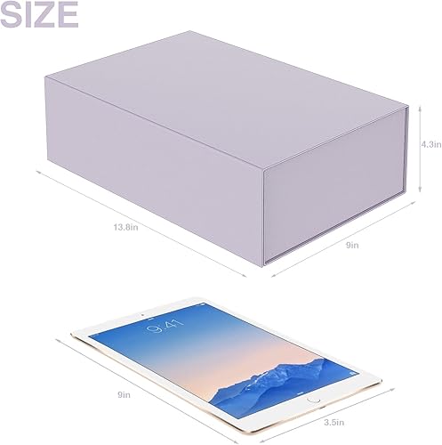 Miniatura 5 de Caja de regalo grande de lujo de 13.8 x 9 x 4.3 pulgadas, caja de almacenamiento de cinta con cierre magnético para caja de embalaje de lujo para el