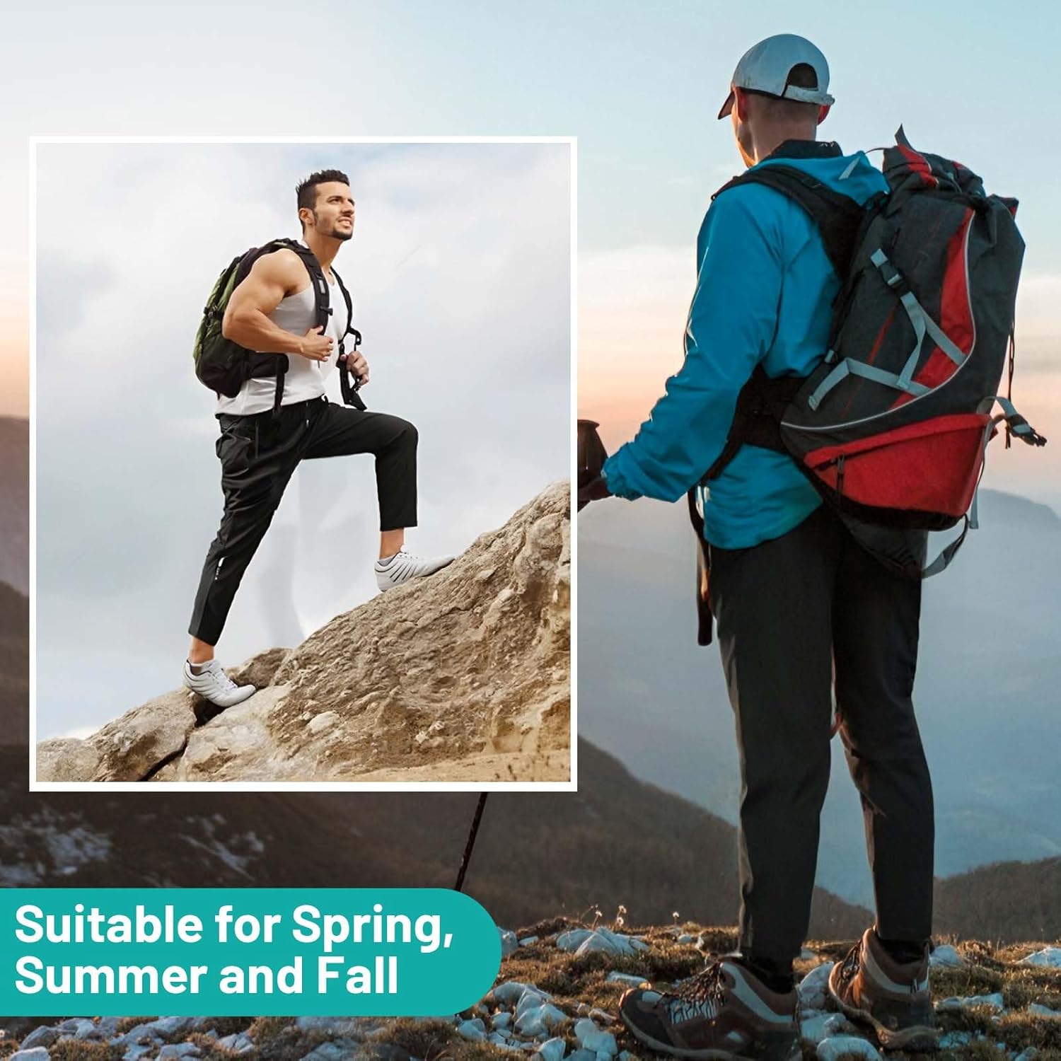 Men's Hiking Pants Quick-Dry Lightweight Sweatpants Outdoor Fishing Pants Water Resistant with Zipper Pockets - Image 6