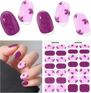 Semi Cured Gel Nail Strips,28 Pcs Nail Stickers for Women(Shiny),Gel Stickers for Nails UV Light, Includes Prep Pads, NailFile & Wood Stick