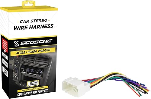 Scosche HA08B Arnés de cableado de radio para Acura y Honda 1998-11 seleccionados 1998-11 - Arnés de cables de radio para estéreo de automóvil -