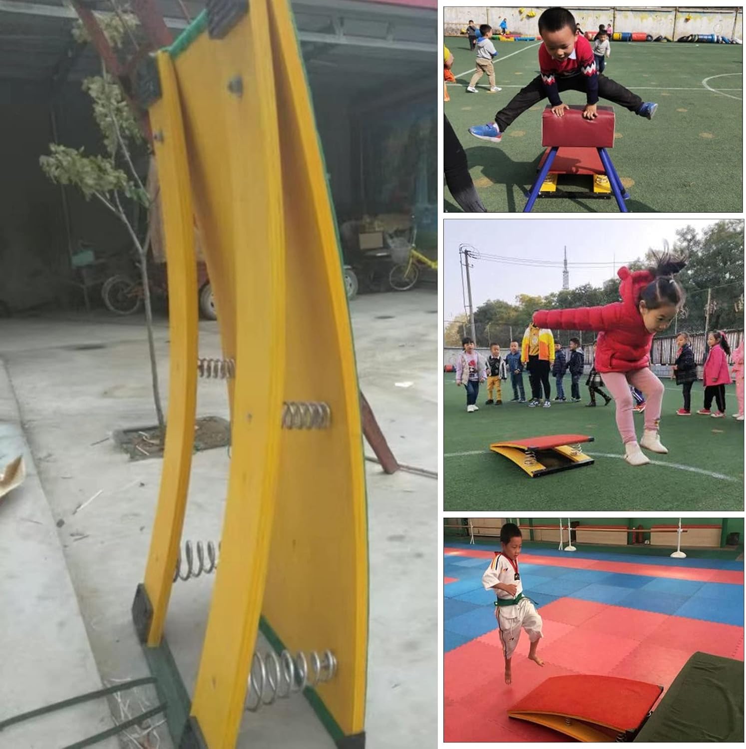 Toddlers Springboard Elastic Board - 4 Springs, Gymnastics Equipment Takeoff Board for Improving Vaulting Skills/Somersault, Load 287lbs / 130kg (Green)