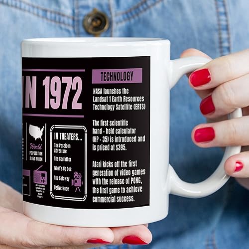 Miniatura 4 de Regalos de decoración de cumpleaños número 51, taza de café con el texto "Back In 1972", decoraciones de cumpleaños número 51 para mujeres, regalos