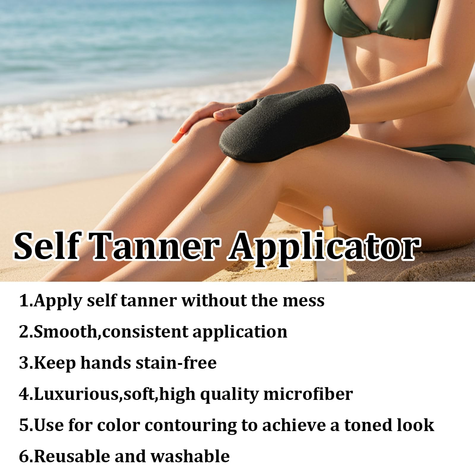 4pcs Tan Removal Self Tanner Mitt, Sunscreen Application Accessories Tanning Gloves, Home Tanning Travel Beauty Routine, Outdoor Sun Protection, Black Application 4
