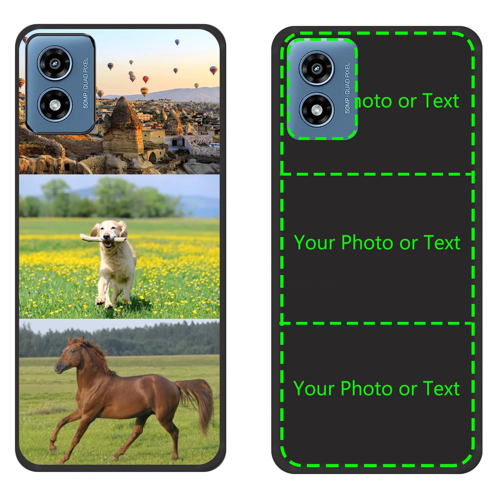 CAXKJE Black Personalizzata Custodia per Motorola Edge 50 Fusion,con la Tua Foto,Immagine o Scritta Cover,Silicone Case Antiurto Bumper,per Edge 50 Fusion Cover Personalizzata