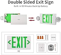 Vista 8 de AKT LIGHTING Combo de luz LED de emergencia y señal de salida, señal de salida verde, luz de salida de emergencia certificada UL, lámparas