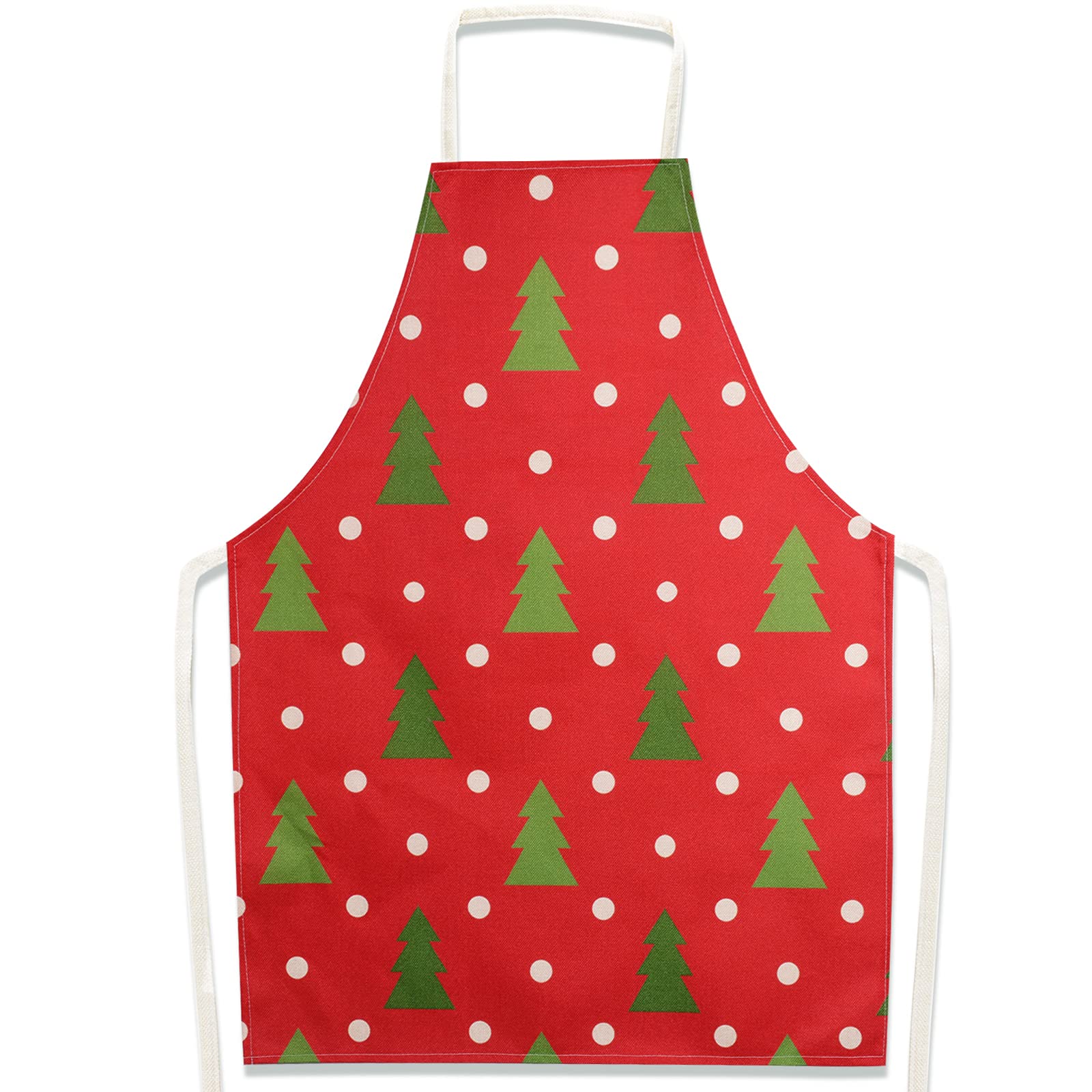 FLOFIA Delantal Navidad Cocina de Linaza Unisex para Camarero Cocinero Restaurante Bar Hotel Mujer Hombre, 78cm*55cm (Más Largo Perímetro 120cm)