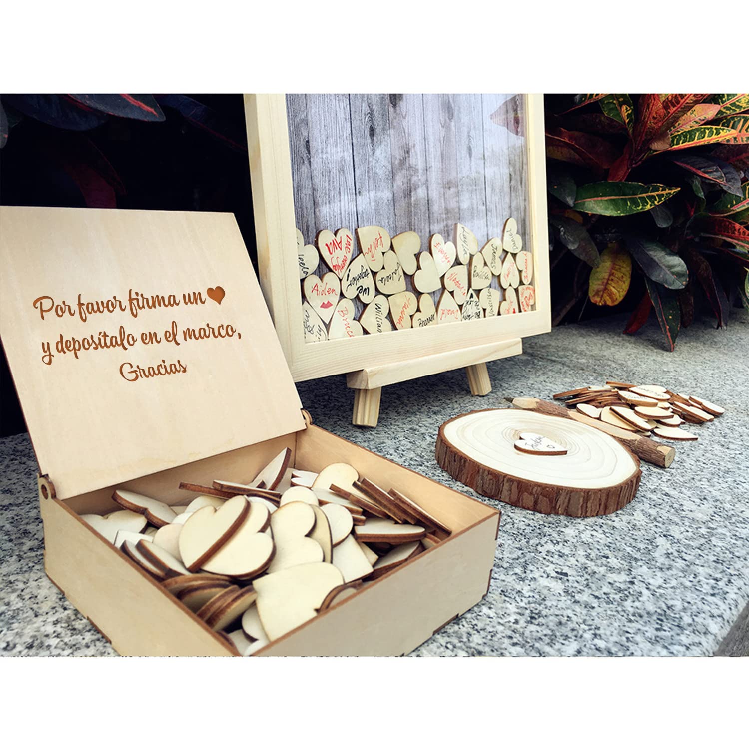 Libro de visitas de Boda Alternativa para la recepción de Bodas País rústico por Favor regístrese Libro de visitas 120 Piezas Regalos de Bautismo de Corazones