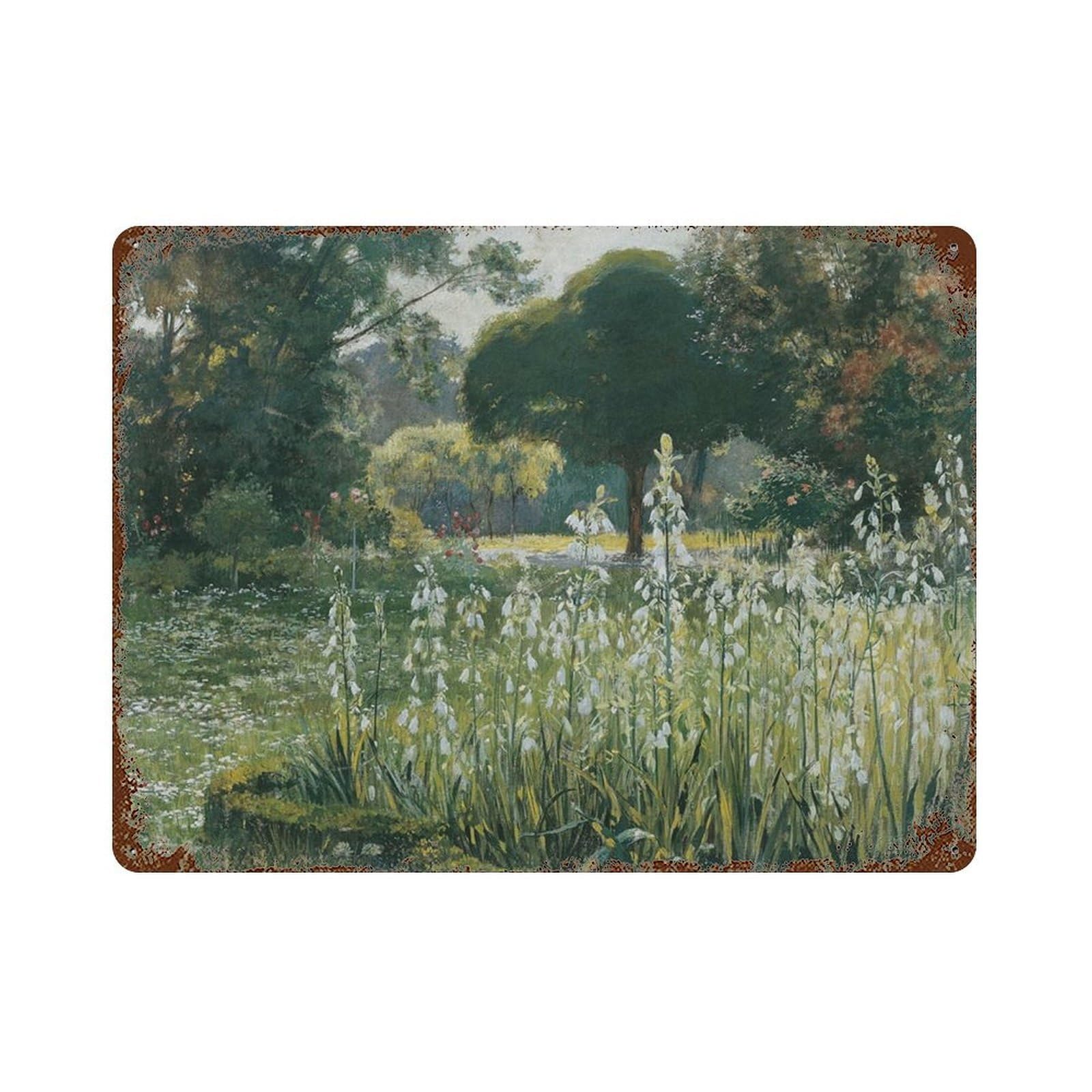 xiaoxiaoshen Wildflower Field Landscape Oil Painting, Vintage， Country Wall Decor Art Metal Tin Poster Modern Home Decor Art Home Bar Shop Decorations Vintage Sign 30x40cm