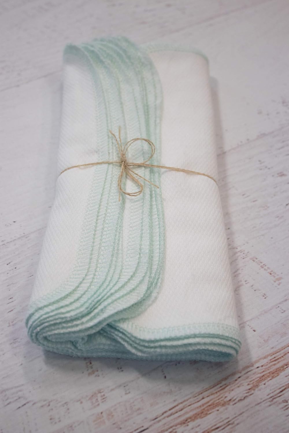 Spring Collection Reusable Paperless Towels - One Dozen washable reusable paper towels for kitchen (Mint Bright White)