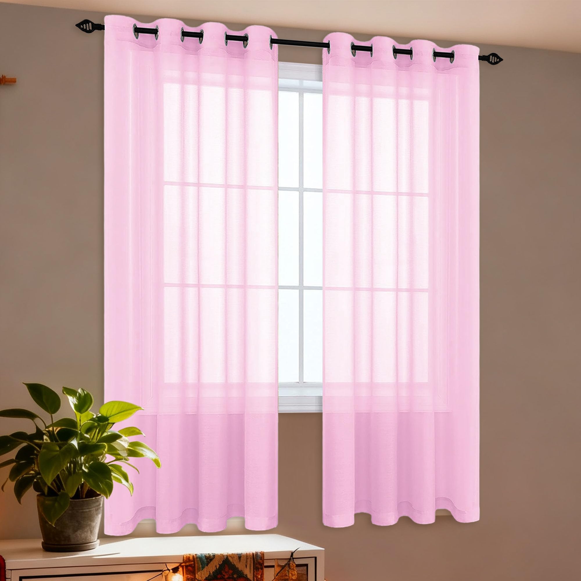 Rideaux voilages contre le froid et la chaleur rose 220x130 pour maison