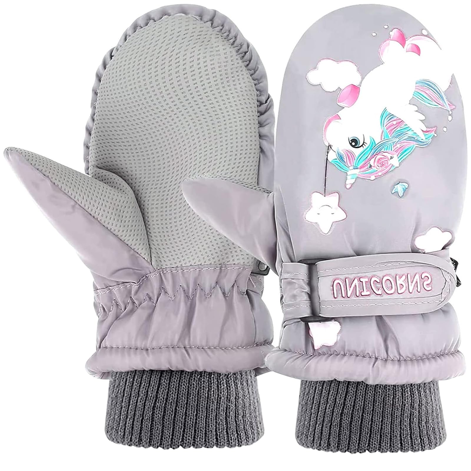 Children's Ski Gloves, Ski Gloves, Children's Gloves, Winter Gloves, Kids' Gloves, Waterproof / Warm, Children's Ski Gloves, Mittens for Skiing, Playing, Outdoor gray