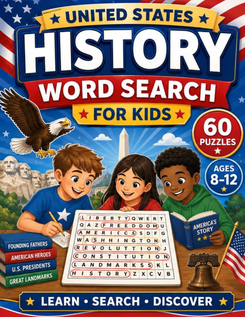 United States History Word Search for Kids: 60 Fun Puzzles About America’s Past, Presidents, Landmarks, and Freedom