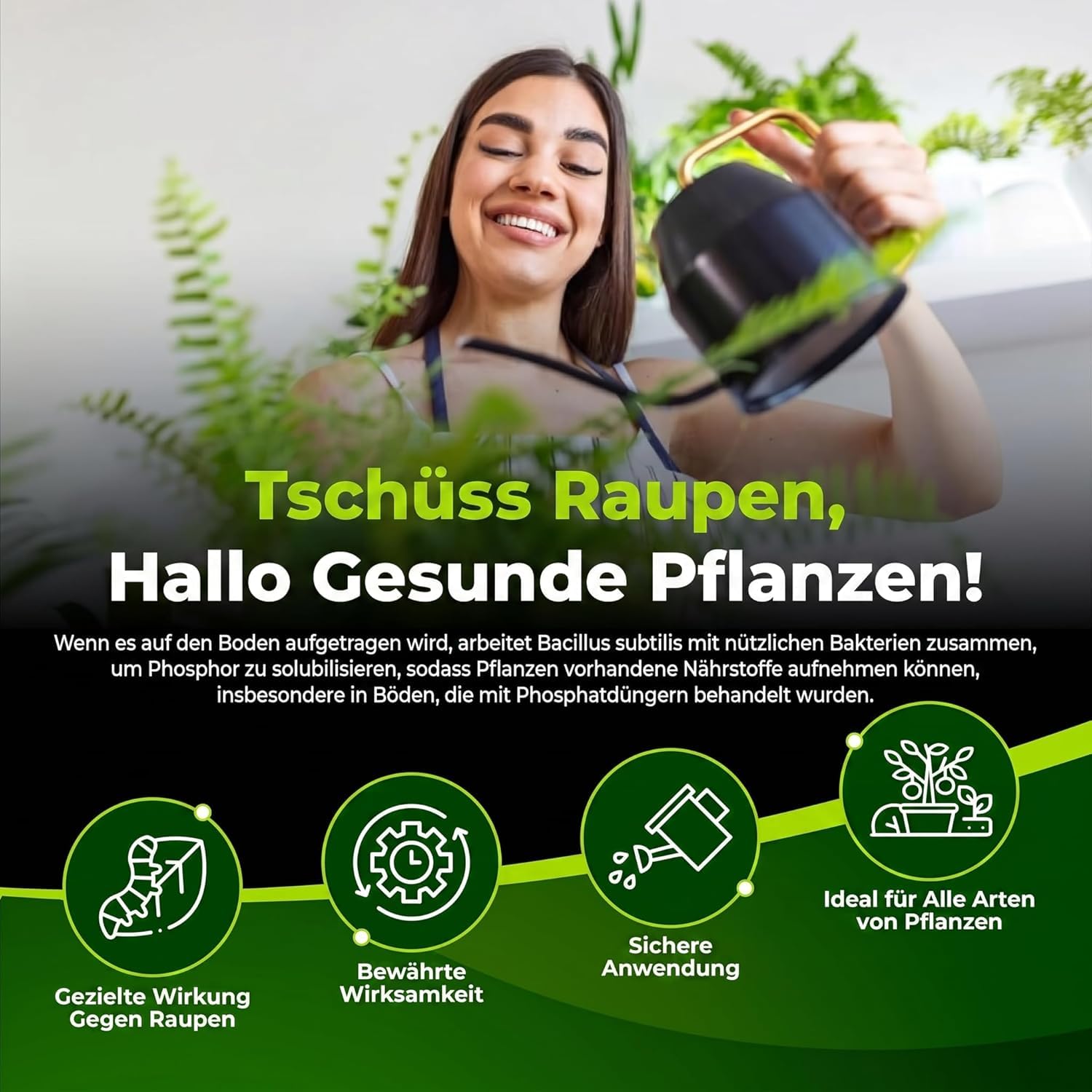 Trabe Bacillus Thuringiensis 3 Stück, 40 g – Raupenfrei - Zünslerfrei Buchsbaum und Raupen Plantura - Buchsbaumzünsler an Buchsbäumen - Respektiert Tiere, Umwelt und Menschen