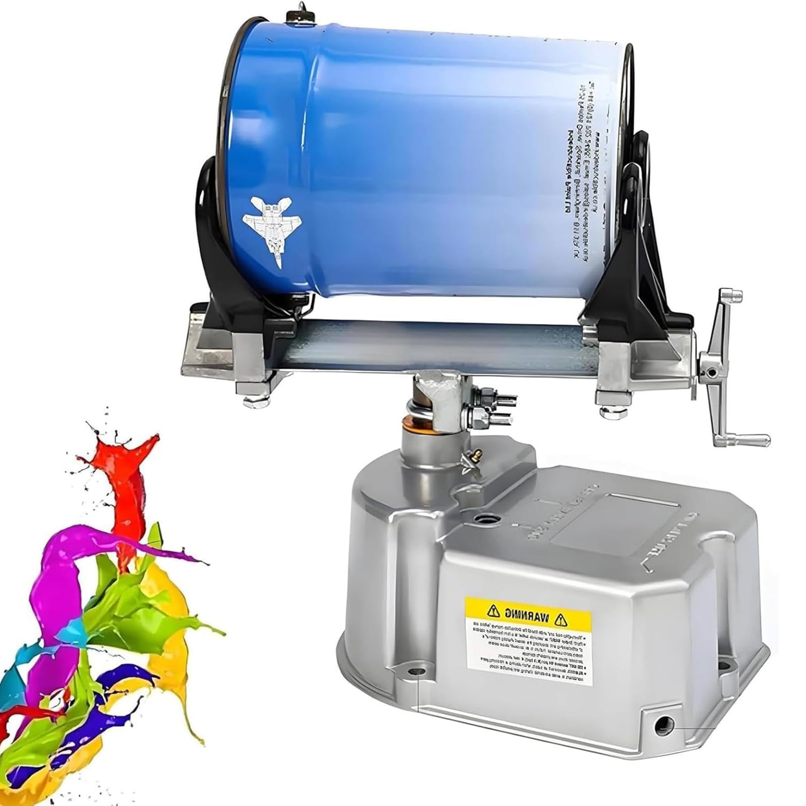 Pneumatyczna wytrząsarka do farby, mikser 1-5 kg z regulowanym zaciskiem do beczek 80-250 mm, częstotliwość oscylacji 0-500 obr./min, 15 min/beczka, idealna do farb i zastosowań laboratoryjnych