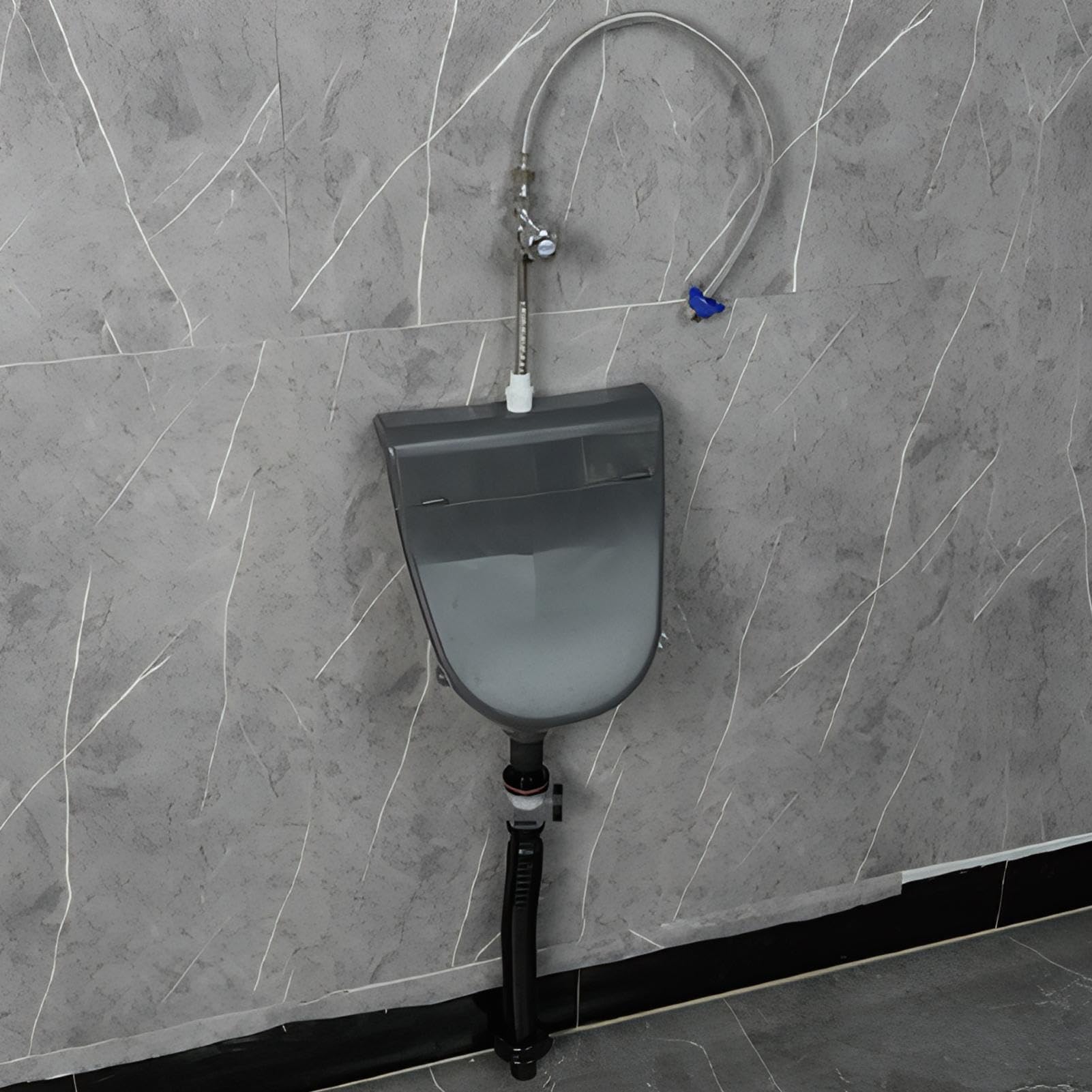 Orinal de baño para hombre, inodoro montado en la pared con tapa, manguera ajustable a prueba de derrames, lavado portátil para, camping, dormitorio, vehículo, patio, garaje, viajes al aire