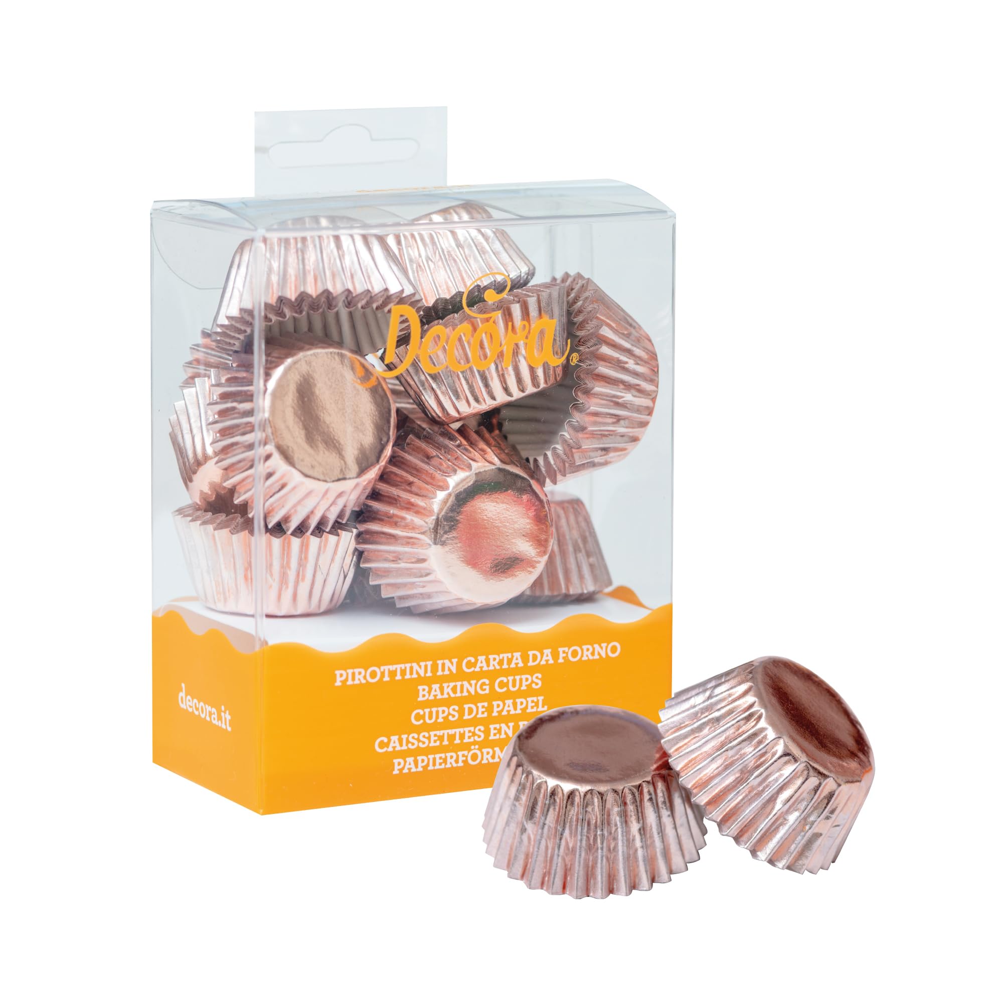 200 Pirottini Oro Rosa Bon Bon In Carta Per Cottura Ø2,7 X H 1,7 Cm Decora
