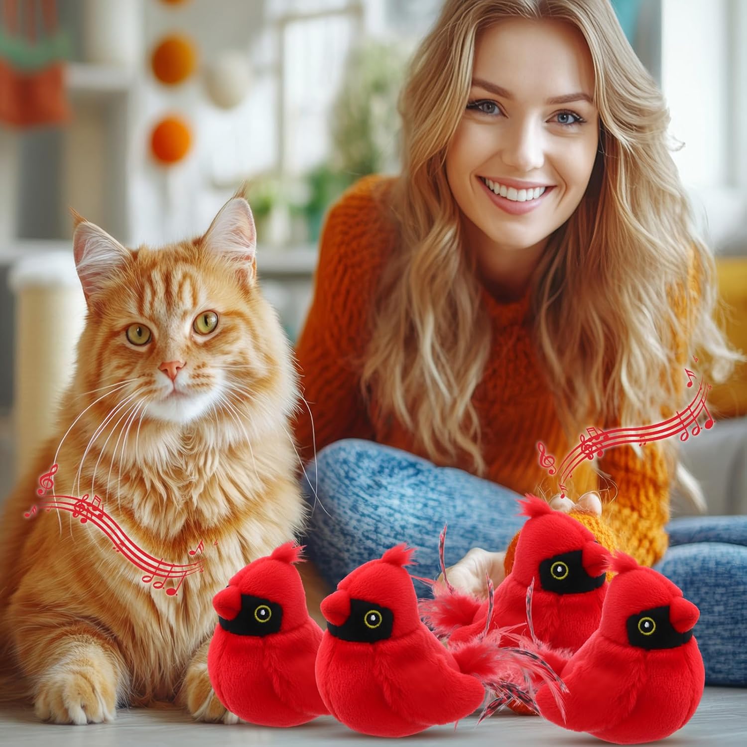 Kasyat 12 Pcs Bird Stuffed Animals 4 Inches Northern Cardinal Plush with Authentic Sound Red Bird Plush Stuffed Animal Toy Christmas Ornaments for Lovers Decoration