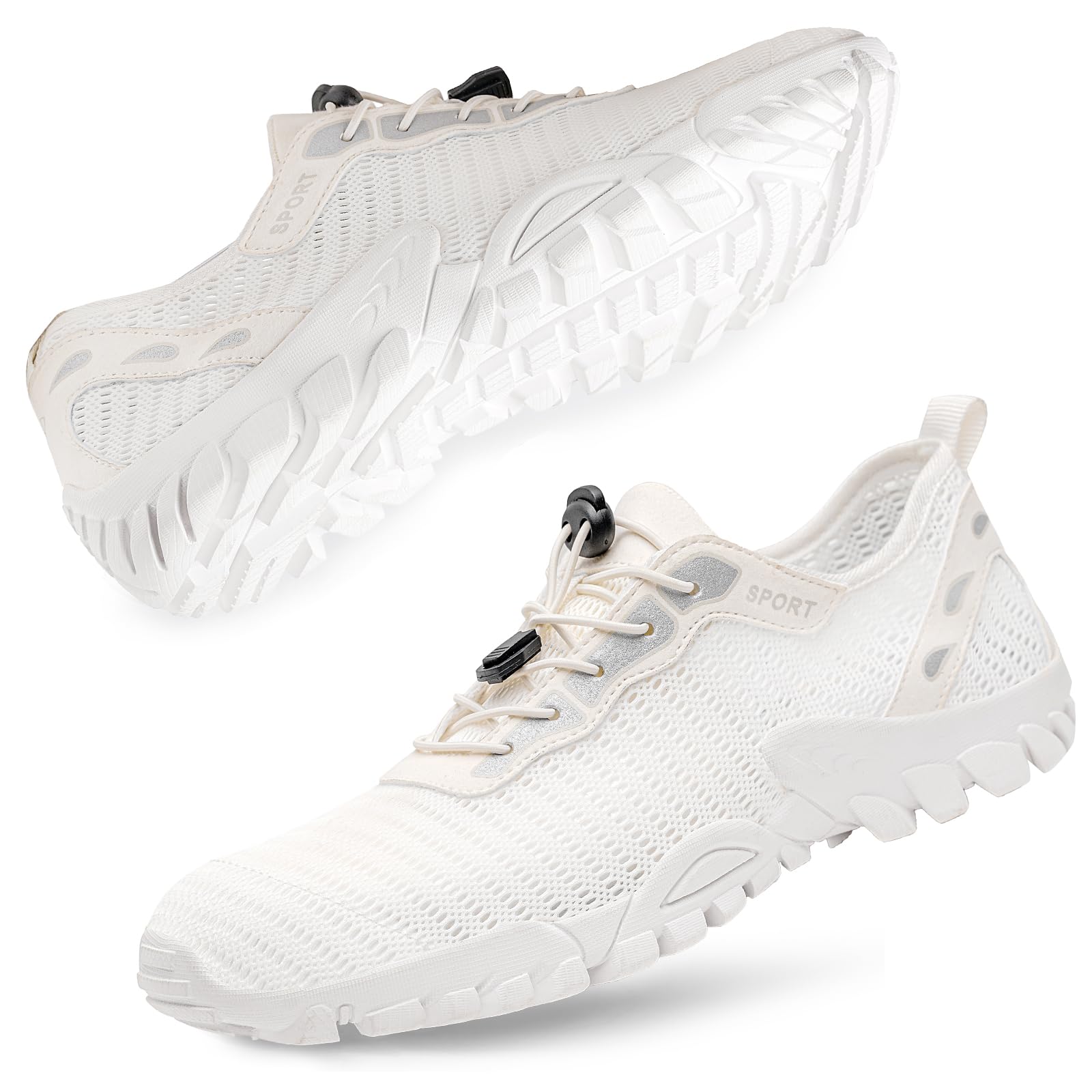 SOBASO Water Hiking Shoes for Men Women Quick Dry River Beach Swim for Pool Lake Diving Surf Fishing 44 EU All White